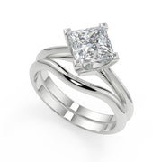 Emerson 4 Claw Compass Set Solitaire Princess Cut Diamond Engagement Ring - Nivetta
